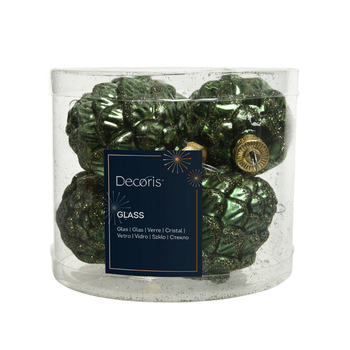 Set 6 pigne per decorazione con glitter 7 cm