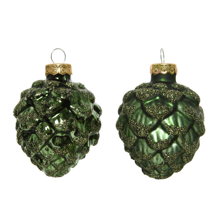 Set 6 pigne per decorazione con glitter 7 cm