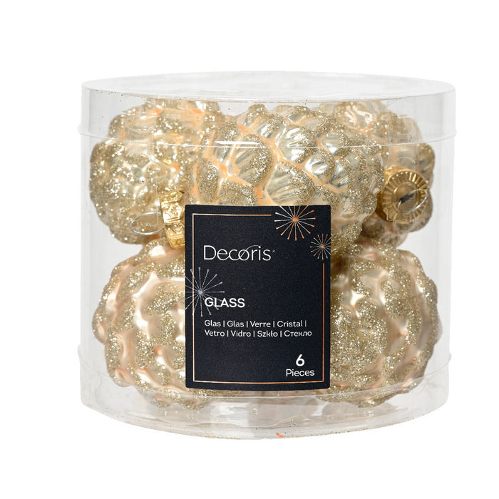 Set 6 pigne per decorazione con glitter 7 cm