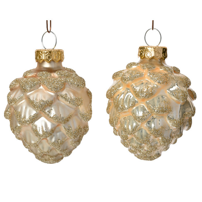 Set 6 pigne per decorazione con glitter 7 cm