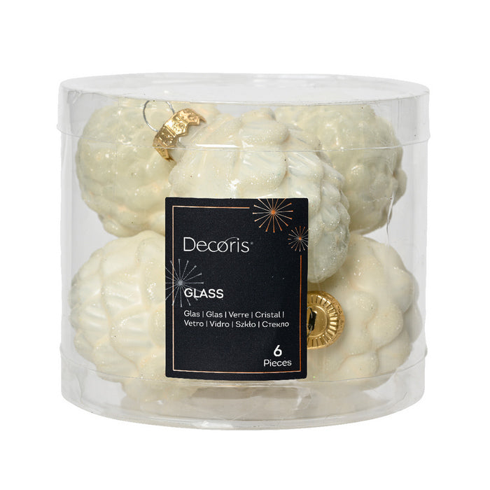 Set 6 pigne per decorazione con glitter 7 cm