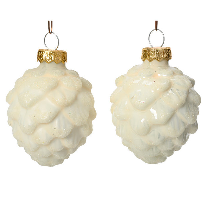 Set 6 pigne per decorazione con glitter 7 cm