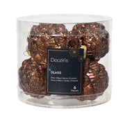 Set 6 pigne per decorazione con glitter 7 cm