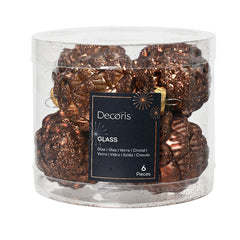 Set 6 pigne per decorazione con glitter 7 cm