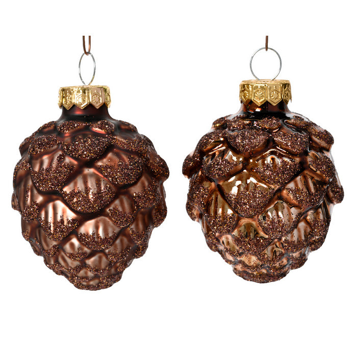 Set 6 pigne per decorazione con glitter 7 cm