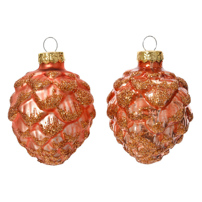Set 6 pigne per decorazione con glitter 7 cm
