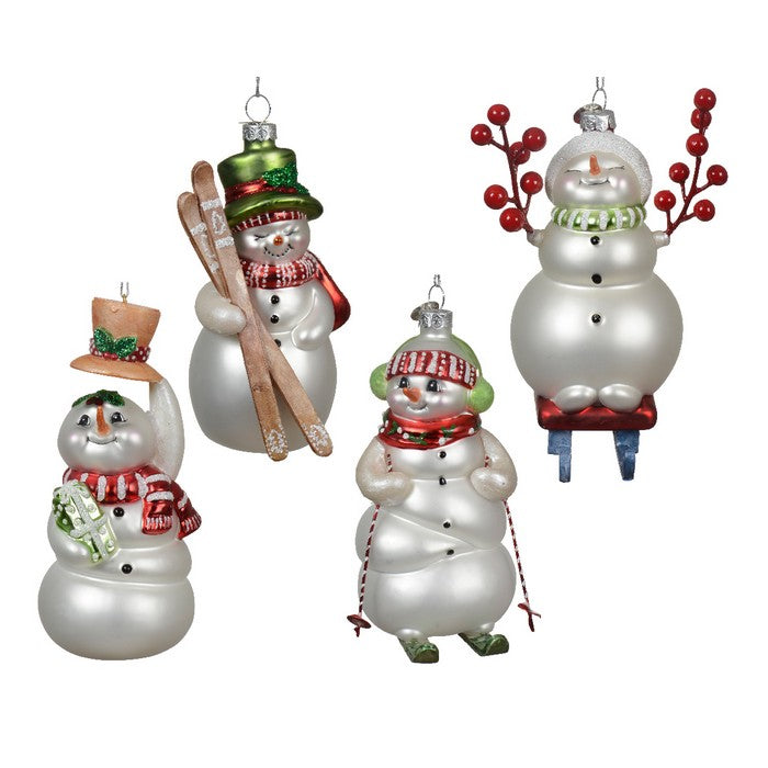 Decorazione natalizia da appendere pupazzo di neve 13 cm