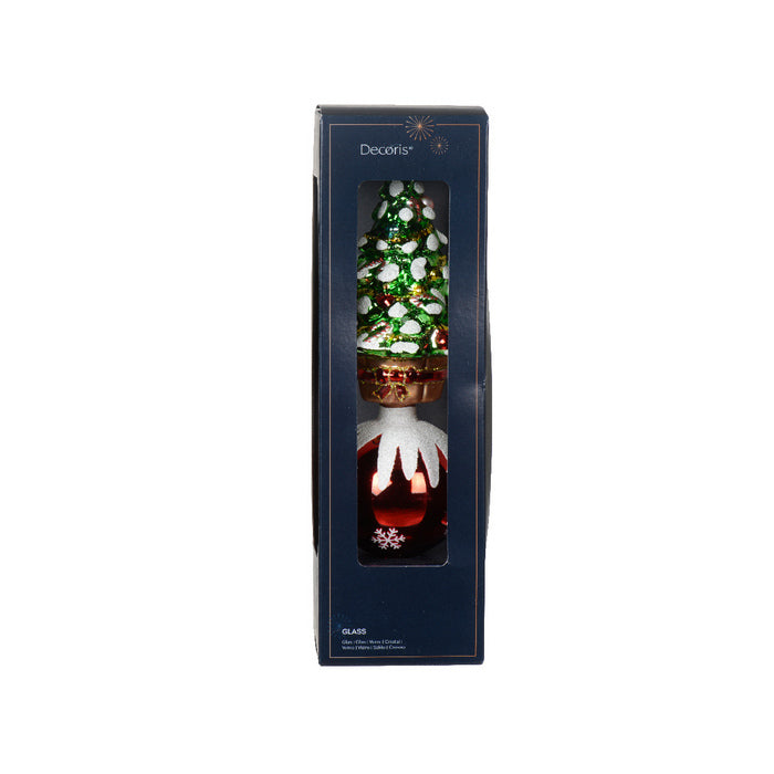 Punta per albero in vetro con pallina e albero di natale