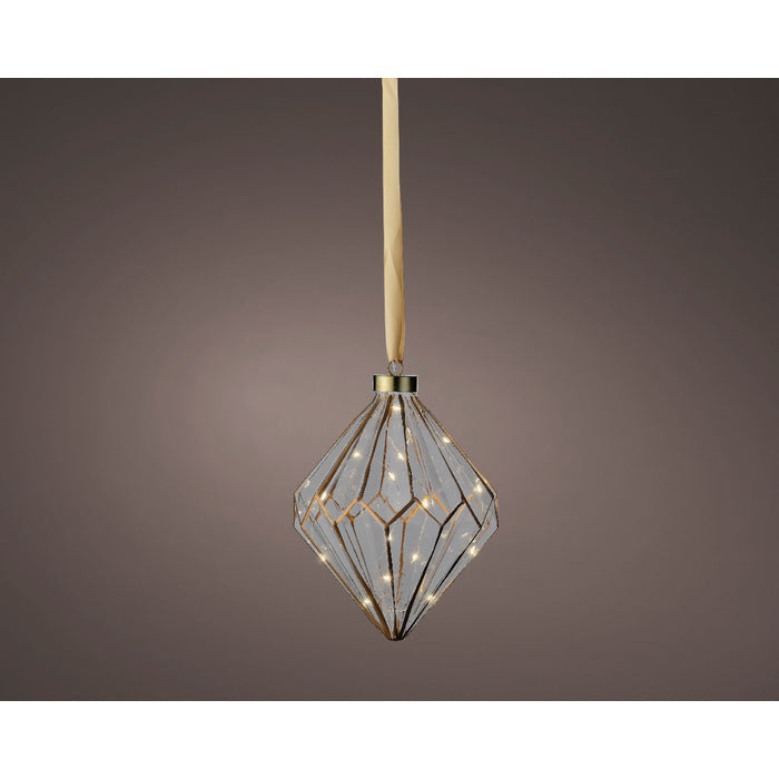 Decorazione natalizia da appendere, diamante con microled a batteria