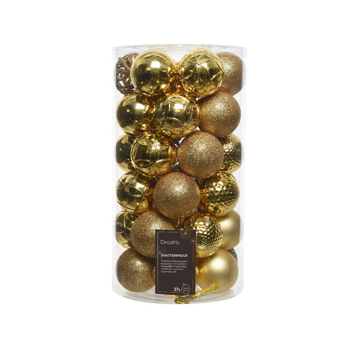 Set 37 palline di Natale lucide, opache e con glitter 6 cm