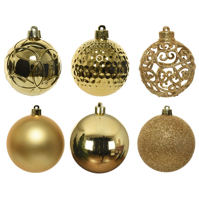Set 37 palline di Natale lucide, opache e con glitter 6 cm