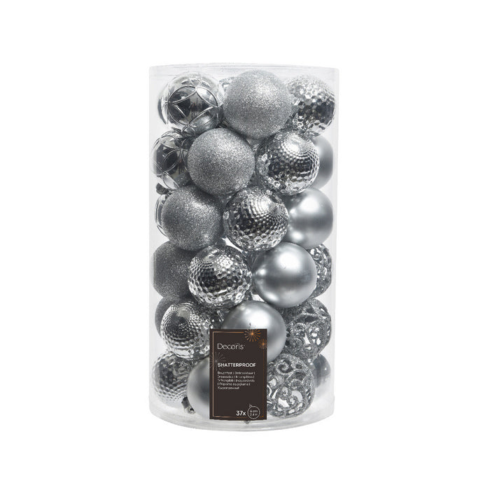 Set 37 palline di Natale lucide, opache e con glitter 6 cm
