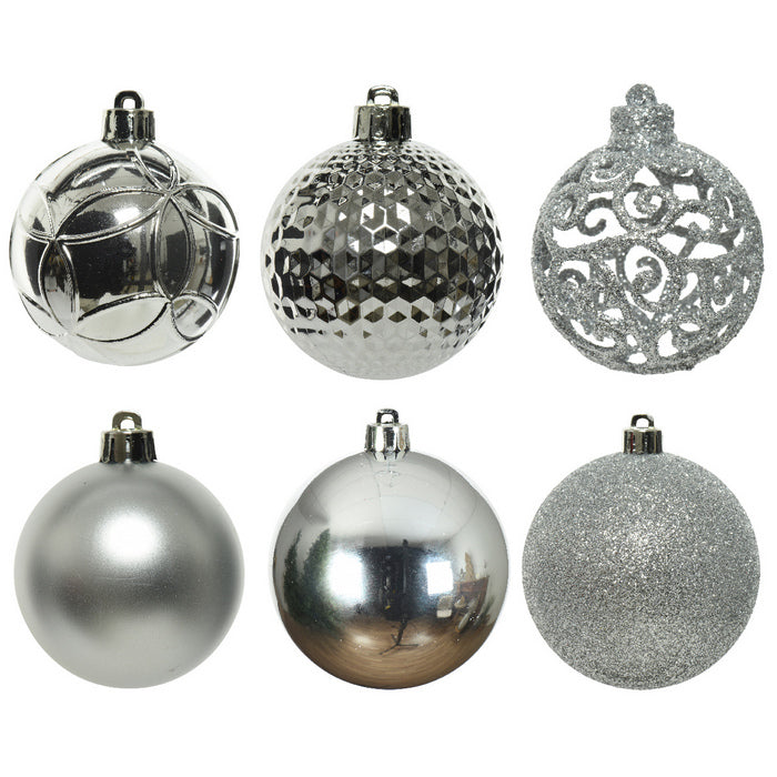 Set 37 palline di Natale lucide, opache e con glitter 6 cm