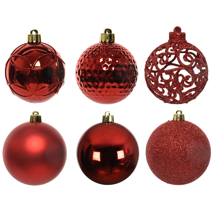 Set 37 palline di Natale lucide, opache e con glitter 6 cm