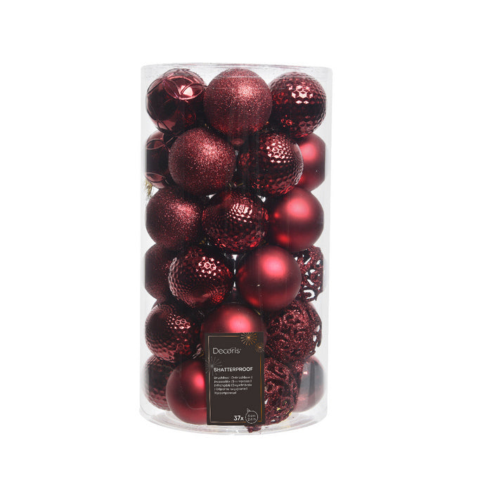 Set 37 palline di Natale lucide, opache e con glitter 6 cm