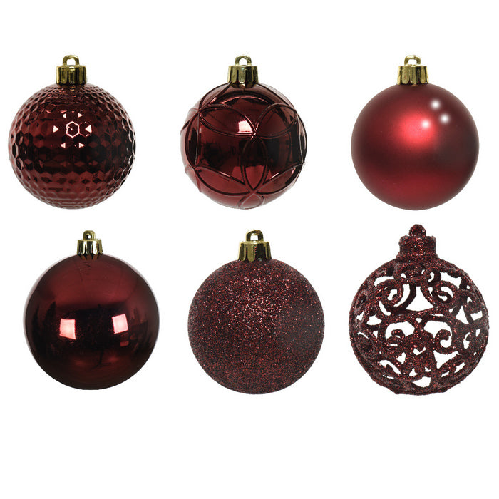 Set 37 palline di Natale lucide, opache e con glitter 6 cm