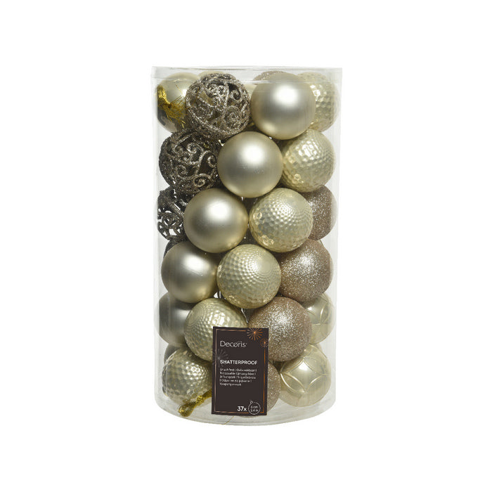Set 37 palline di Natale lucide, opache e con glitter 6 cm