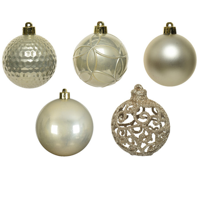 Set 37 palline di Natale lucide, opache e con glitter 6 cm