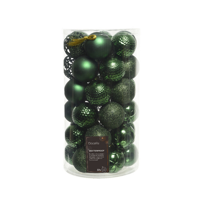 Set 37 palline di Natale lucide, opache e con glitter 6 cm