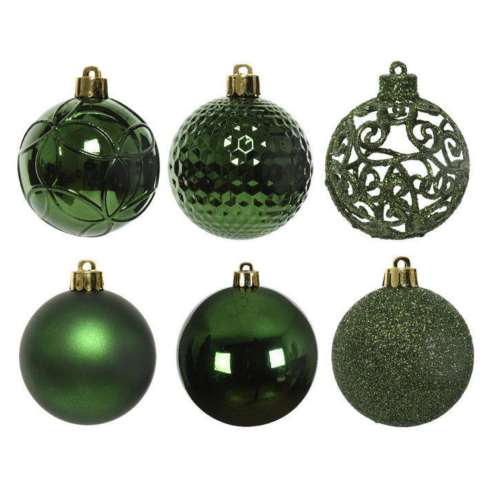 Set 37 palline di Natale lucide, opache e con glitter 6 cm