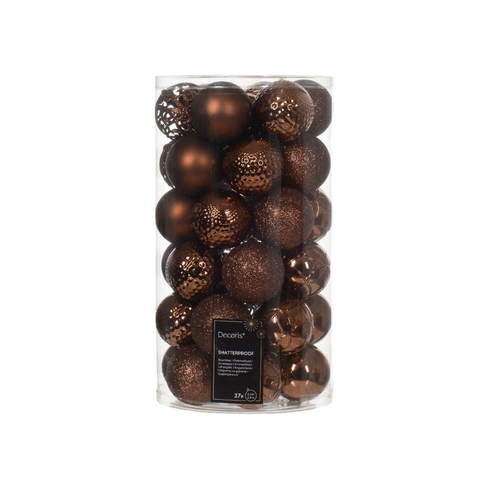 Set 37 palline di Natale lucide, opache e con glitter 6 cm