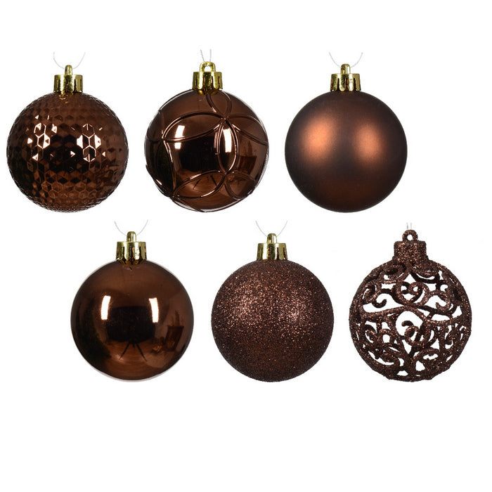 Set 37 palline di Natale lucide, opache e con glitter 6 cm