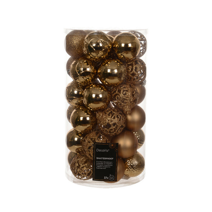 Set 37 palline di Natale lucide, opache e con glitter 6 cm