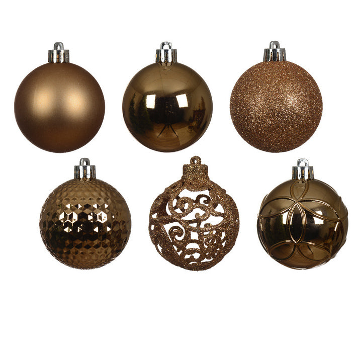 Set 37 palline di Natale lucide, opache e con glitter 6 cm