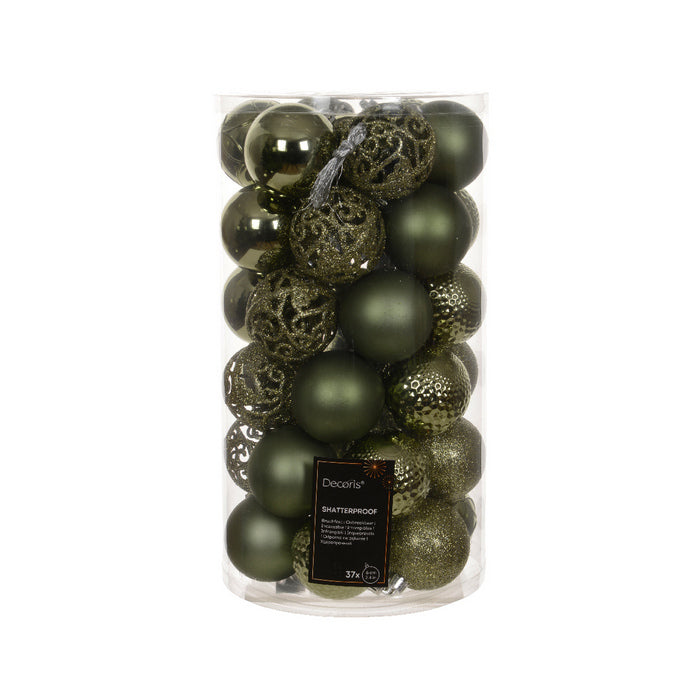 Set 37 palline di Natale lucide, opache e con glitter 6 cm
