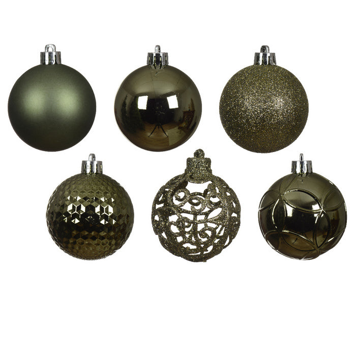 Set 37 palline di Natale lucide, opache e con glitter 6 cm