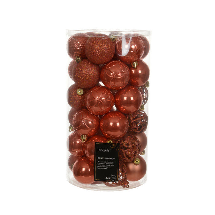 Set 37 palline di Natale lucide, opache e con glitter 6 cm