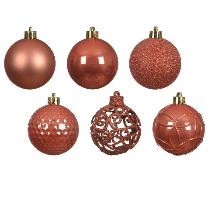 Set 37 palline di Natale lucide, opache e con glitter 6 cm