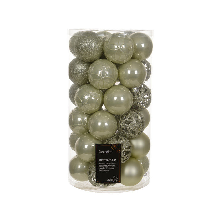 Set 37 palline di Natale lucide, opache e con glitter 6 cm