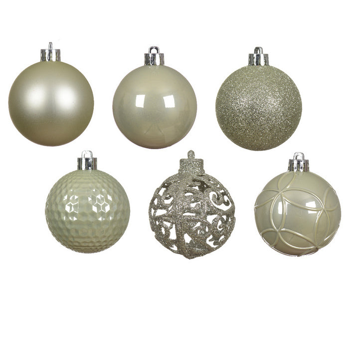 Set 37 palline di Natale lucide, opache e con glitter 6 cm