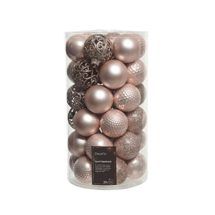 Set 37 palline di Natale lucide, opache e con glitter 6 cm