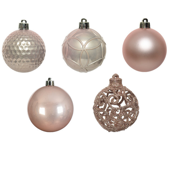 Set 37 palline di Natale lucide, opache e con glitter 6 cm