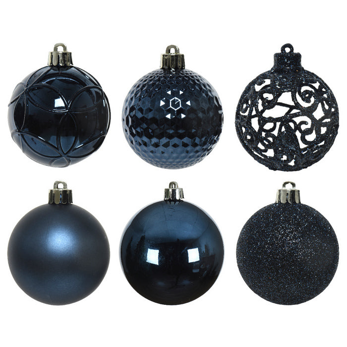 Set 37 palline di Natale lucide, opache e con glitter 6 cm