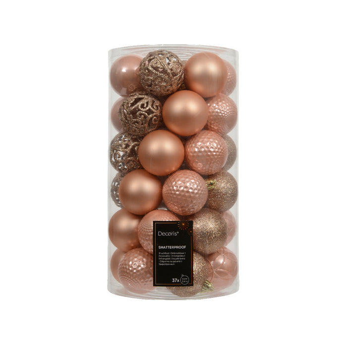 Set 37 palline di Natale lucide, opache e con glitter 6 cm