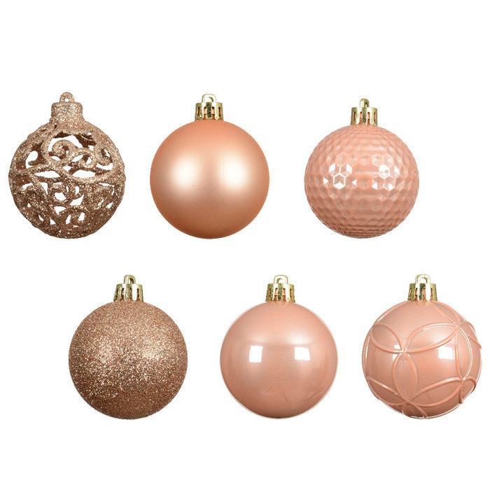 Set 37 palline di Natale lucide, opache e con glitter 6 cm