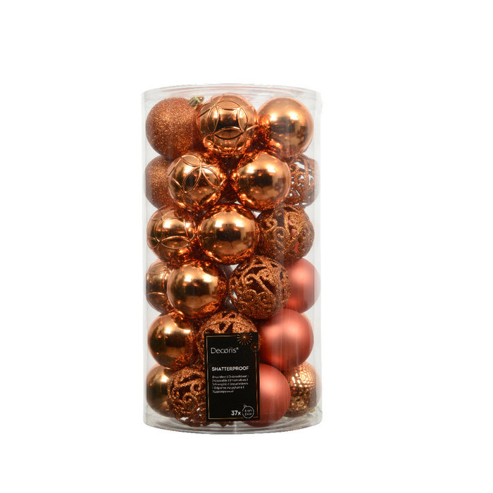 Set 37 palline di Natale lucide, opache e con glitter 6 cm
