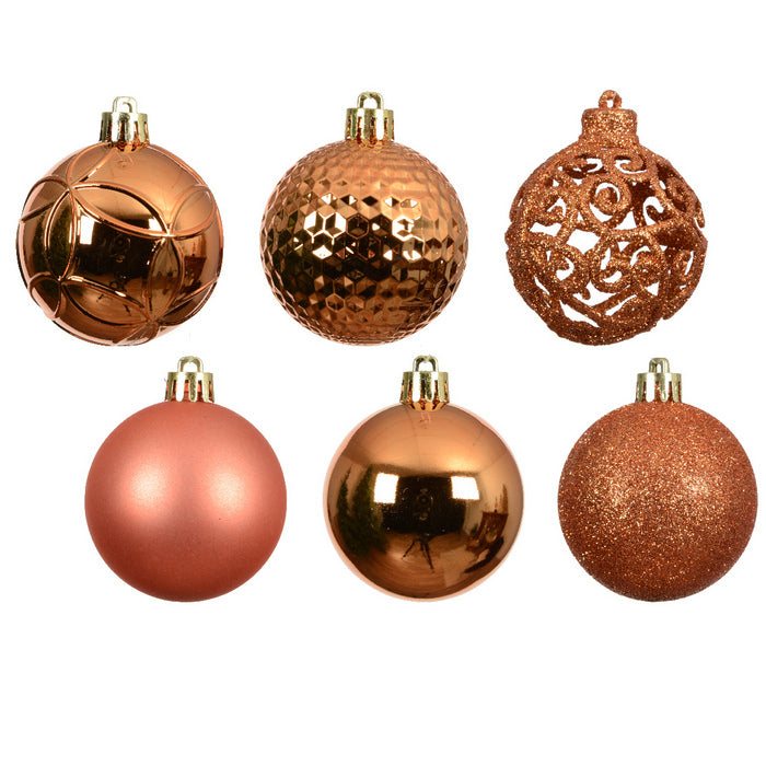 Set 37 palline di Natale lucide, opache e con glitter 6 cm