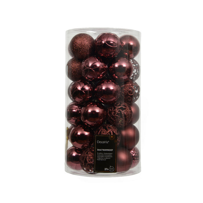 Set 37 palline di Natale lucide, opache e con glitter 6 cm