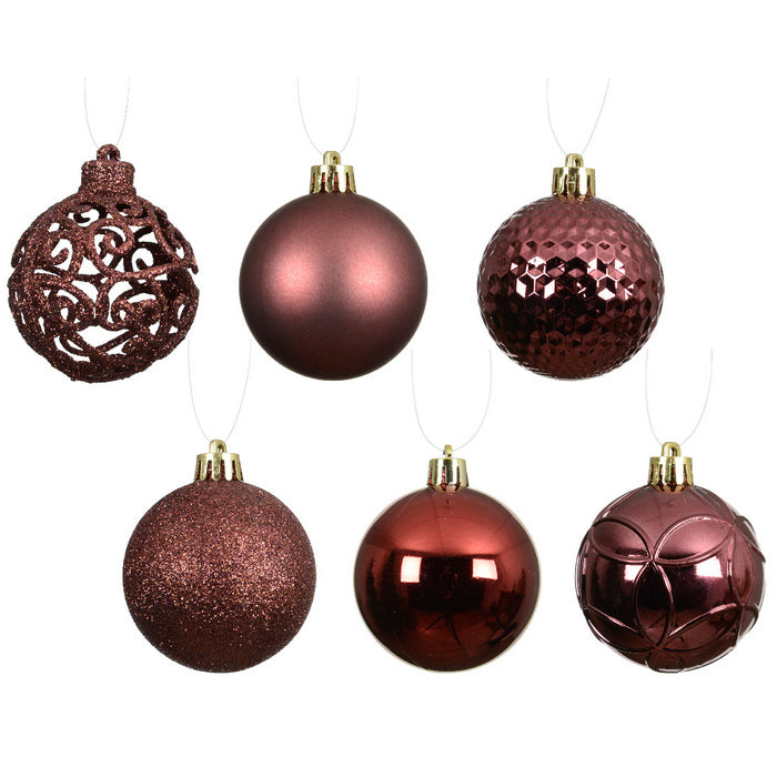 Set 37 palline di Natale lucide, opache e con glitter 6 cm