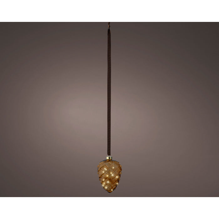 Pigna decorativa a batteria con LED per decorazione natalizia 21 cm