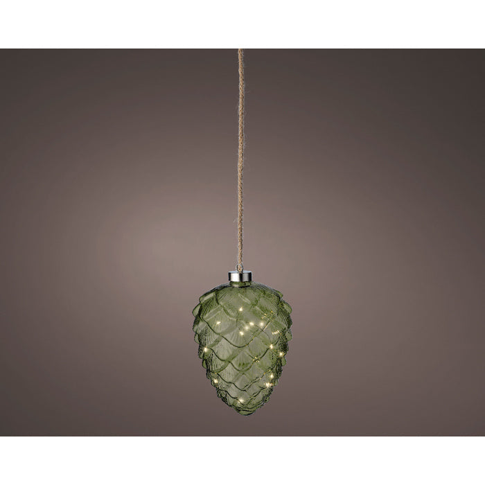 Pigna decorativa a batteria con LED per decorazione natalizia 21 cm