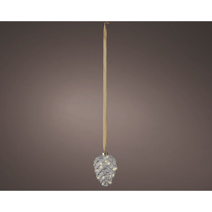 Pigna decorativa a batteria con LED per decorazione natalizia 21 cm