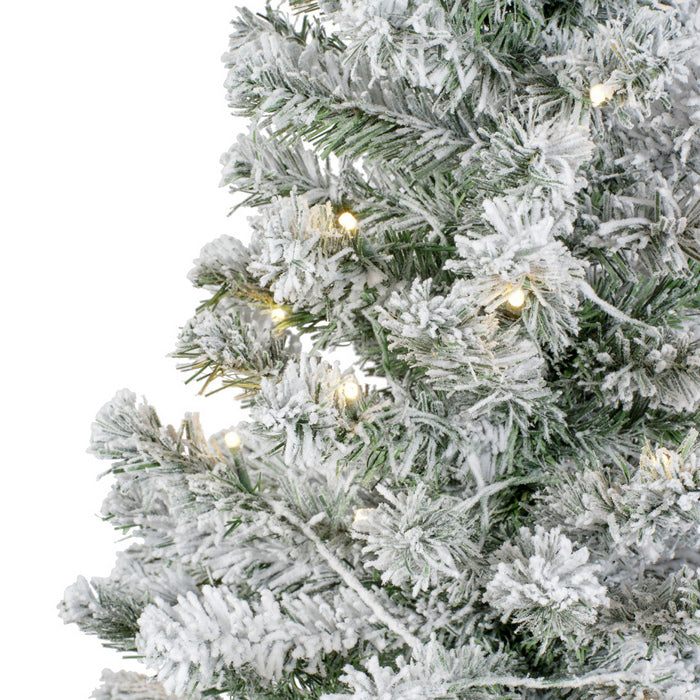 Mini albero di Natale innevato con 20 LED 60 cm, base in juta