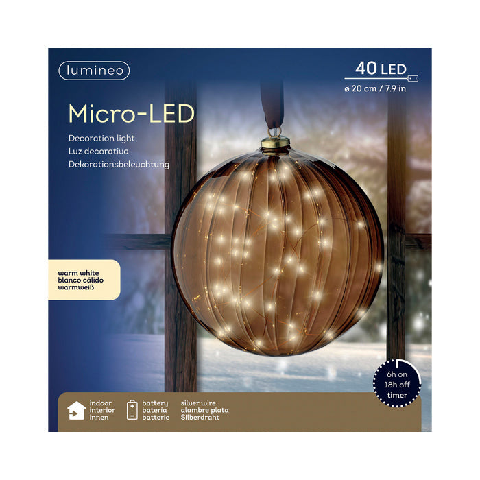 Sfera con microLED per decorazione natalizia 20 cm