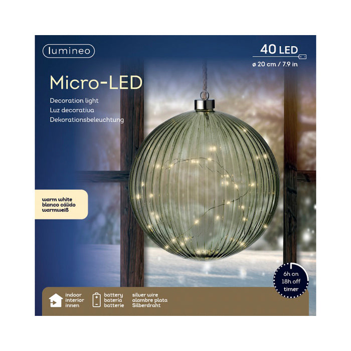 Sfera con microLED per decorazione natalizia 20 cm