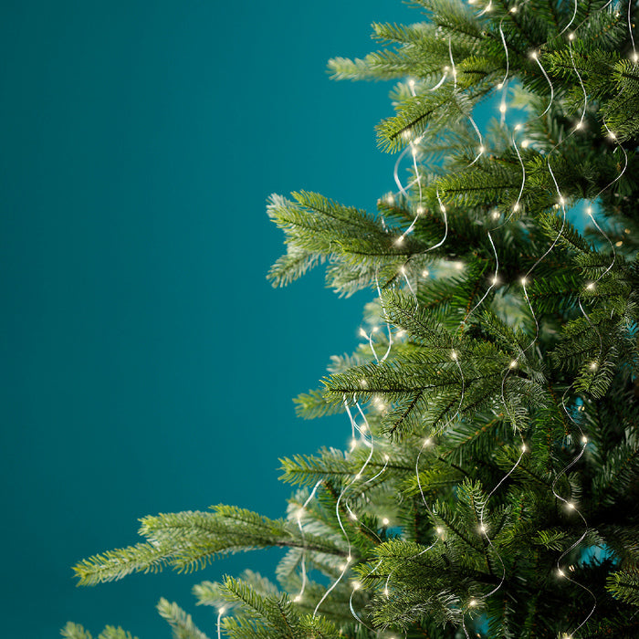 Luci a cascata per albero di Natale, 640 microled con cavo argento interno/esterno 190 cm